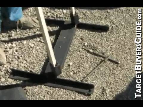 Portable target stand set up on an outdoor range